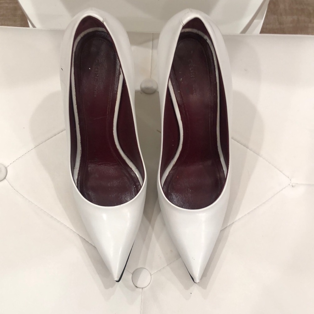 Celine white pointy shoes